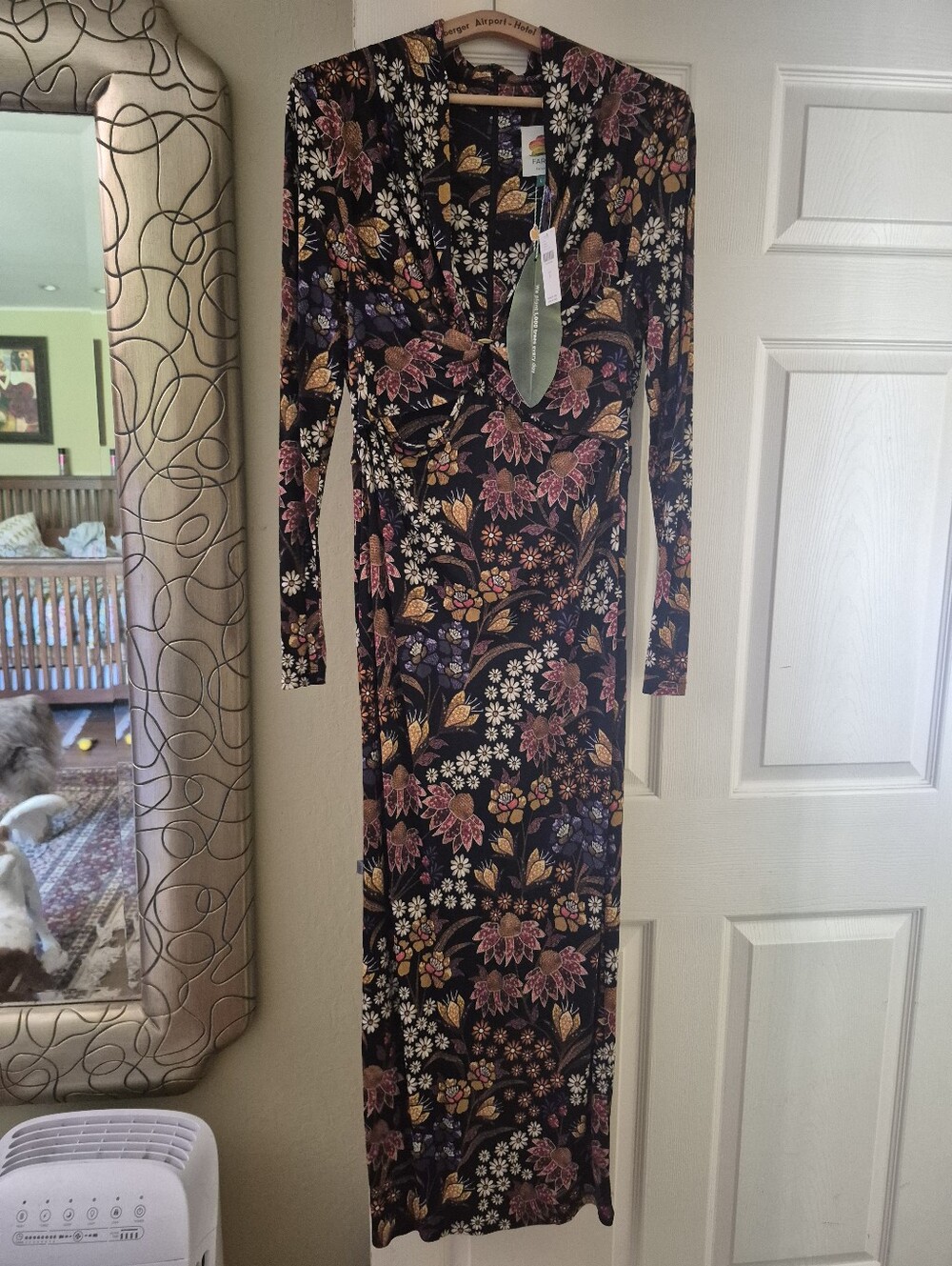 FARM Rio Black Maxi Dress with Yellow, Purple & Cream Florals. Black LILI - Picture 6 of 6